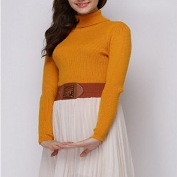 Women's Ribbed Turmeric Turtle Neck Sweater - Image 3