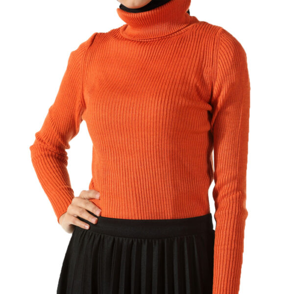 Women's Orange Knit Sweater Bottoming Shirt - Image 2