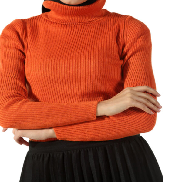 Women's Orange Knit Sweater Bottoming Shirt